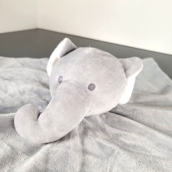 Gray Elephant Plush Lovey Security Blanket 12"x12" Soft Baby Comfort Toy - Picture 9 of 9